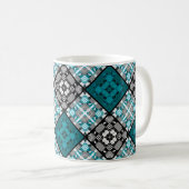 Naadloos geruit abstract vierkant geometrisch koffiemok (Voorkant rechts)