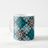 Naadloos geruit abstract vierkant geometrisch koffiemok (Voorkant links)