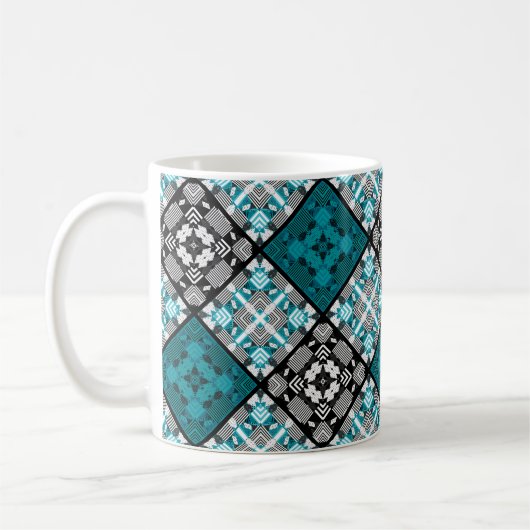 Naadloos geruit abstract vierkant geometrisch koffiemok (Links)