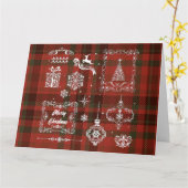 Naadloos geruit kerstdecoratie Rood-Wit Kaart (Gele Bloem)