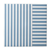 Naadloos gestript blauw, wit, eenvoudig ontwerp pa tegeltje (Voorkant)