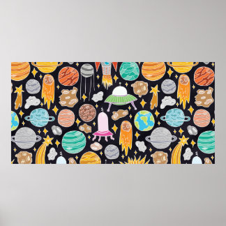 , naadloos getekend patroon met doedele sp. poster