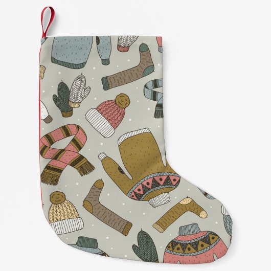 , naadloos getrokken patroon met kleine kerstsok (Voorkant)