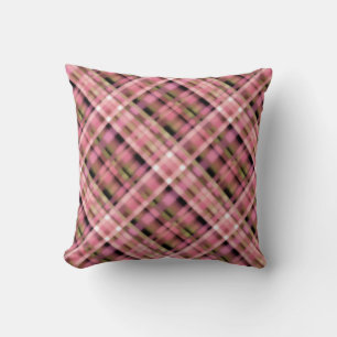 Naadloos gevarieerd gele tartan roze zwart wit p kussen