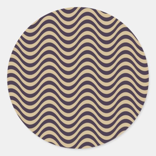 Naadloos golfpatroon met sepia duotone ronde sticker (Voorkant)