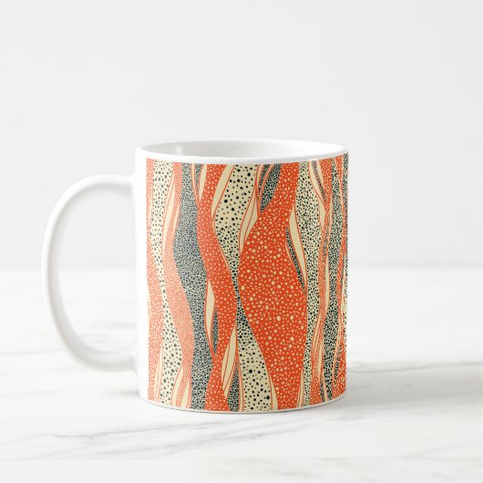 Naadloos golvend patroon. Gecompliceerde handgetro Koffiemok (Links)