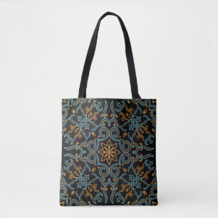 naadloos goud- en blauw patroon met kunst of tote bag