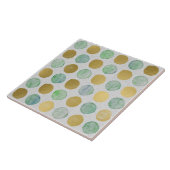 Naadloos goud- en Blauwgroen cirkelpatroon Tegeltje (Zijkant)