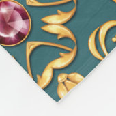 Naadloos gouden patroon met ruby fleece deken (Hoek)