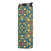 Naadloos gouden patroon met ruby thermosbeker (Gedraaid links)