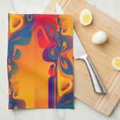 Naadloos grafisch ontwerp - geel rood I Theedoek (Quarter Fold)