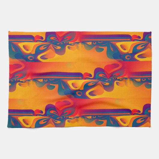Naadloos grafisch ontwerp - geel rood I Theedoek (Horizontaal)
