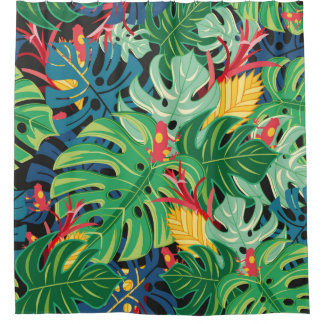 Naadloos grafisch patroon met de bladeren monstera douchegordijn