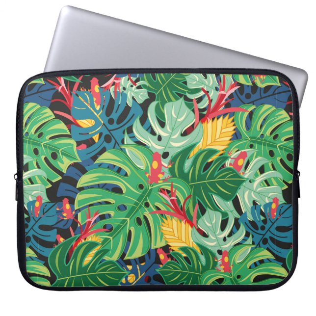 Naadloos grafisch patroon met de bladeren monstera laptop sleeve (Voorkant)
