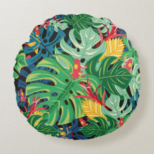 Naadloos grafisch patroon met de bladeren monstera rond kussen