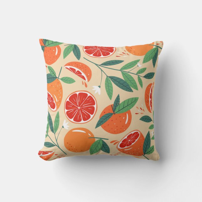 Naadloos grapefruitpatroon. Modern ontwerp. Vintag Kussen (Voorkant)