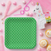 Naadloos groen achtergrond polka stippenpatroon papieren bordje (Feest)