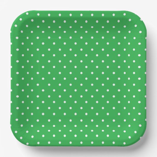 Naadloos groen achtergrond polka stippenpatroon papieren bordje (Voorkant)