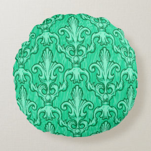 Naadloos groen  barokpatroon. Illustrati Rond Kussen