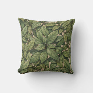 Naadloos groen blad botanisch vintage patroon kussen