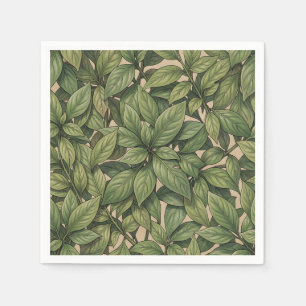 Naadloos groen blad botanisch vintage patroon servet