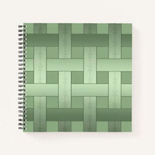 Naadloos groen met zijden bekleed gestript patroon notitieboek