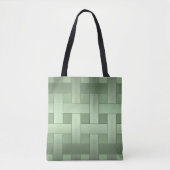 Naadloos groen met zijden bekleed gestript patroon tote bag (Voorkant)