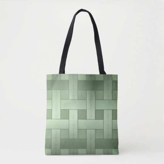 Naadloos groen met zijden bekleed gestript patroon tote bag (Voorkant)