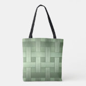 Naadloos groen met zijden bekleed gestript patroon tote bag (Achterkant)