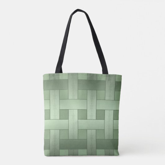 Naadloos groen met zijden bekleed gestript patroon tote bag (Achterkant)