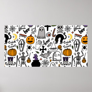 Naadloos Halloween patroon. Vintage achtergrond Poster