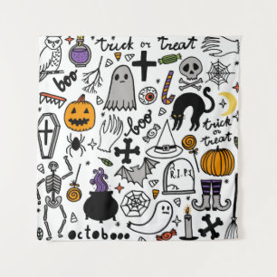 Naadloos Halloween patroon. Vintage achtergrond Wandkleed
