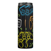 Naadloos helder patroon met joysticks. thermosbeker (Achterkant)