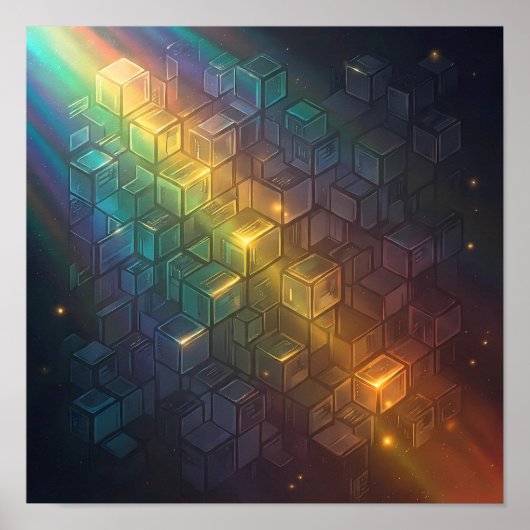Naadloos Helder Spectrum Geometrisch Behang Poster (Voorkant)