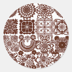Naadloos Henna Mehndi-ontwerp Ronde Sticker