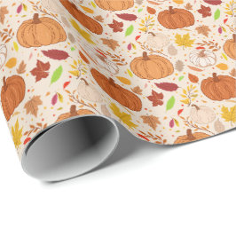 Naadloos herfstblad en pompoenpatroon. cadeaupapier