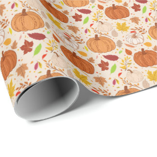 Naadloos herfstblad en pompoenpatroon. cadeaupapier