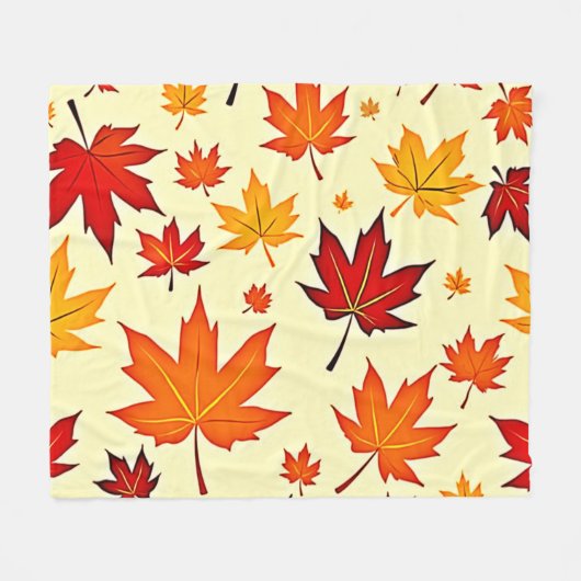 Naadloos herfstloofontwerp fleece deken (Voorkant (Horizontaal))