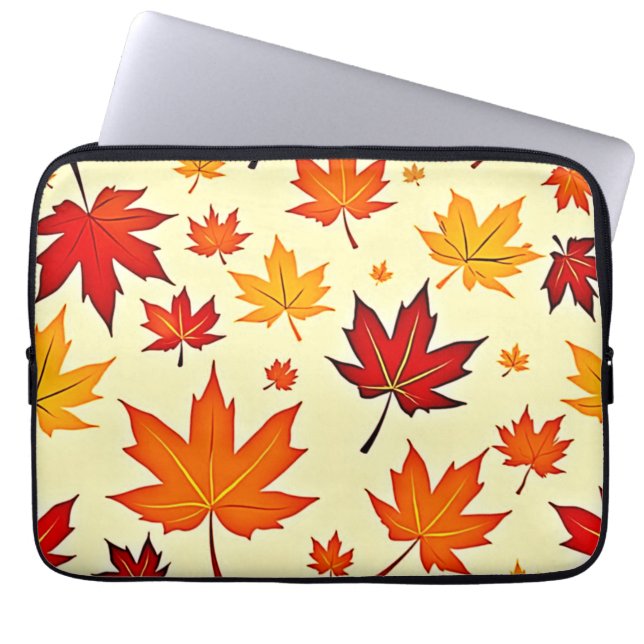 Naadloos herfstloofontwerp laptop sleeve (Voorkant)