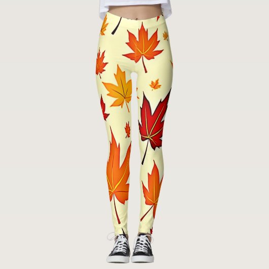 Naadloos herfstloofontwerp leggings (Voorkant)