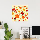 Naadloos herfstloofontwerp poster (Thuiskantoor)