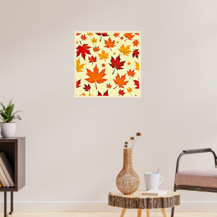 Naadloos herfstloofontwerp poster