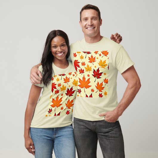 Naadloos herfstloofontwerp t-shirt (Unisex)