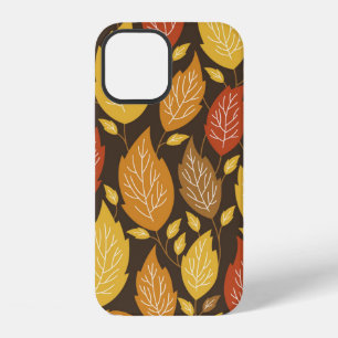 naadloos herfstpatroon met gekleurde bladeren iPhone 12 hoesje