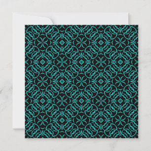 Naadloos herhalend patroon in turquoise op zwart kaart