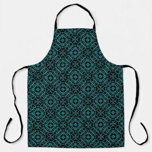 Naadloos herhalend patroon in turquoise op zwart schort