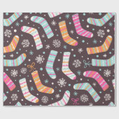 Naadloos illustratiepatroon met kerstsokken cadeaupapier (Vlak)