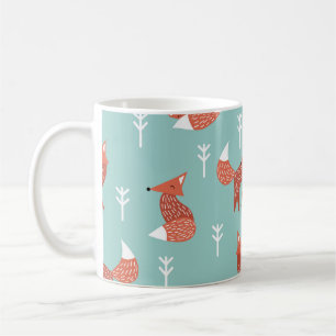 Naadloos illustratiepatroon met schattig oranje vo koffiemok