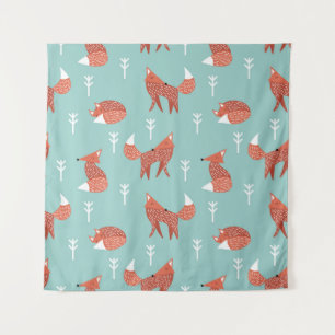 Naadloos illustratiepatroon met schattig oranje vo wandkleed