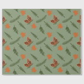 Naadloos inpakpapier: Autumn Pine Tree Branch Cadeaupapier (Vlak)